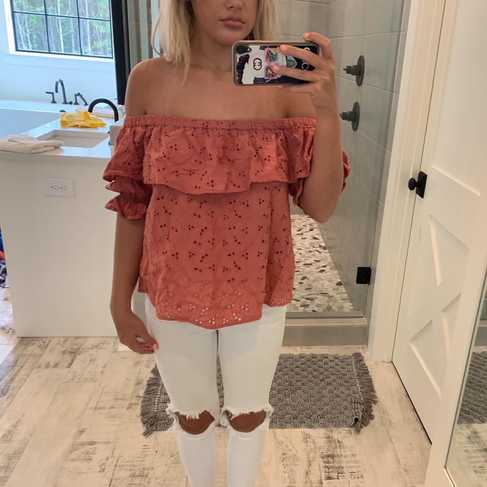 Eyelet OTS Top- Ginger